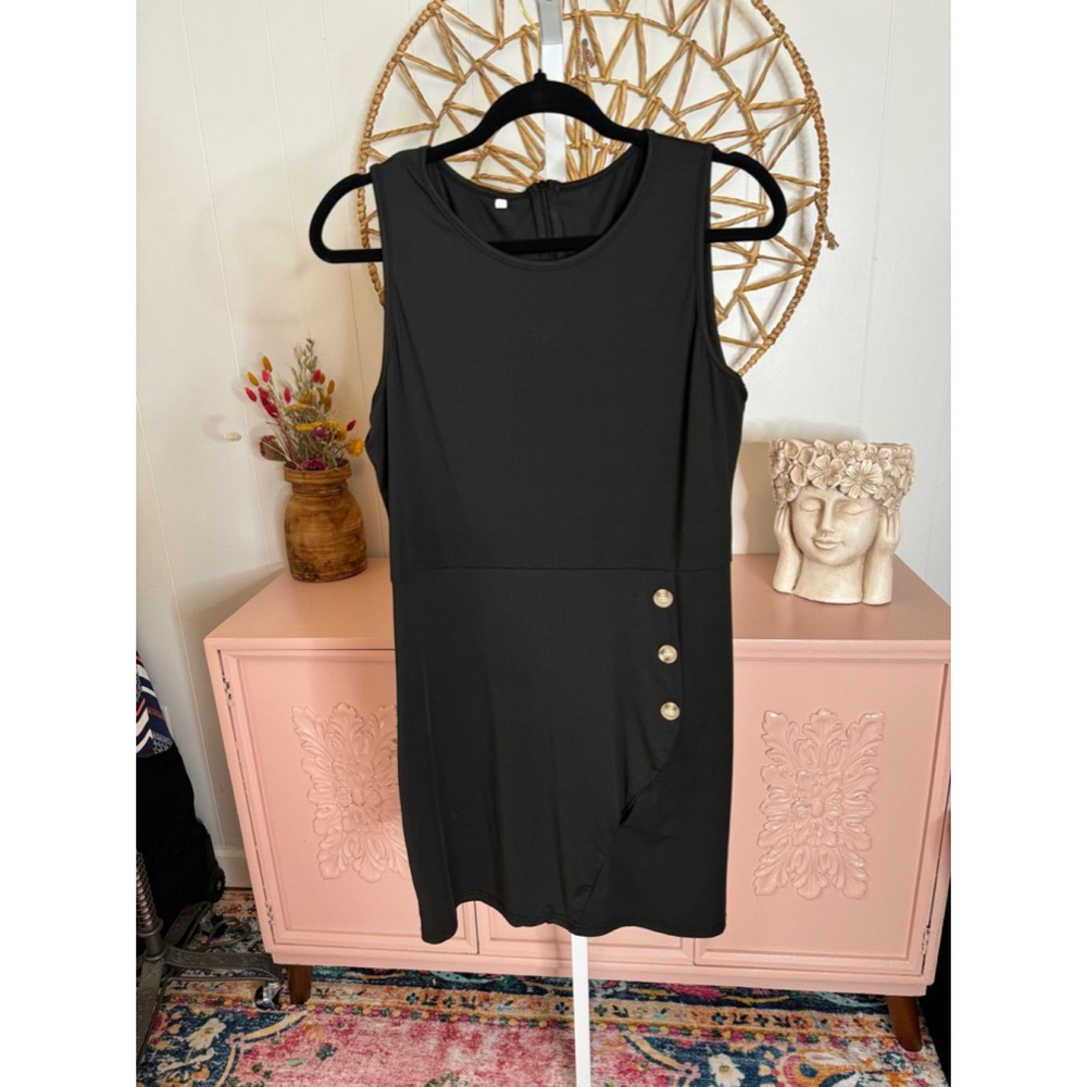 Women's Black Sleeveless Bodycon Dress‎